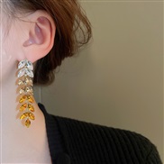 (A1578)color diamond tassel long style earrings fashion super high Earring occidental style wind exaggerating Earring