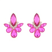 ( rose Red)occidental style colorful diamond earrings temperament palace wind diamond ear stud lady samll high Earring