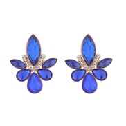 ( blue)occidental style colorful diamond earrings temperament palace wind diamond ear stud lady samll high Earring