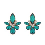 ( green)occidental style colorful diamond earrings temperament palace wind diamond ear stud lady samll high Earring
