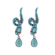 ( blue)occidental style fully-jewelled snake exaggerating earrings trend retro high