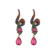 ( rose Red)occidental style fully-jewelled snake exaggerating earrings trend retro high