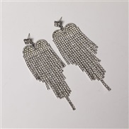 ( Silver)occidental style style fashion fully-jewelled love tassel earrings high long style ear stud silver Earringearr