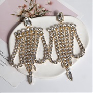 ( Gold)occidental style style exaggerating Rhinestone tassel earrings silver flash diamond ear stud Earring womanearring