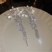 ( Silver needle  Silver crystal Flower Tassels)exaggerating diamond crystal flowers tassel silver earrings occidental s