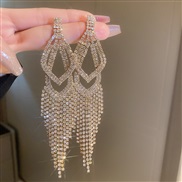 ( Silver needle  Gold water drop Tassels)high diamond drop long style tassel silver earrings occidental style personali