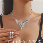 (JXTL21146  crystal) claw chain Rhinestone crystal earrings necklace set brief Drop-type temperament clavicle chain