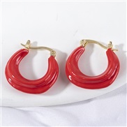 ( red) occidental style earrings brief enamel three-dimensional earrings earring gift circle