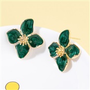 ( green)four flowers earrings romantic brief earrings earring gift temperament all-Purpose earrings