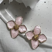( Pink)four flowers earrings romantic brief earrings earring gift temperament all-Purpose earrings