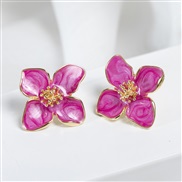 ( red)four flowers earrings romantic brief earrings earring gift temperament all-Purpose earrings