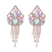 (Ligh  Color)occidental style exaggerating Earring retro personality geometry ear stud fully-jewelled tassel wind earri