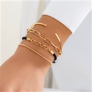 ( 1  Gold4 4752)occidental style  Metal wind mash up chain all-Purpose bangle  geometry love fashion bracelet