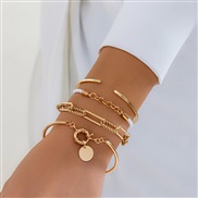 ( 3  Gold4 4754)occidental style  Metal wind mash up chain all-Purpose bangle  geometry love fashion bracelet