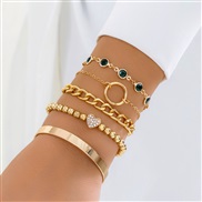 ( 4  Gold5 4774)occidental style  Metal wind mash up chain all-Purpose bangle  geometry love fashion bracelet