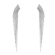 ( Silver)super claw chain long style tassel earrings exaggerating occidental style Earring woman banquet Rhinestone bri
