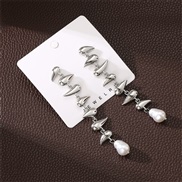 (EZ5 49baik)E occidental style drop earrings bracelet necklace surface Metal woman Pearl set