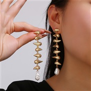 (EZ5 49jinse)E occidental style drop earrings bracelet necklace surface Metal woman Pearl set
