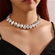(NZ3 33baise) occidental style trend exaggerating multilayer drop glass diamond diamond necklace woman sweater chain