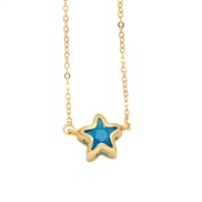 ( light blue )occidental style fashion Five-pointed star necklace woman personality creative gilded enamel clavicle cha