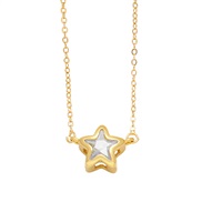 ( white)occidental style fashion Five-pointed star necklace woman personality creative gilded enamel clavicle chainnkq