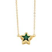 ( green)occidental style fashion Five-pointed star necklace woman personality creative gilded enamel clavicle chainnkq