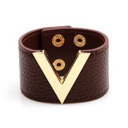 ( brown) fashion occidental style width leather bangle trend ladyV Word