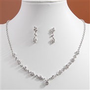 fashion concise flash diamond bride series lady necklace earrings set