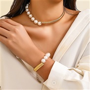 (Pearl )occidental style snake chain punk Collar woman samll chain imitate Pearl all-Purpose necklace