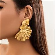 ( 1  Gold 3 26)occidental style punk Metal wind silver leaf gold ear stud woman  fashion style leaves earringsearrings