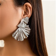 ( 1  White K 3 26)occidental style punk Metal wind silver leaf gold ear stud woman  fashion style leaves earringsearrin