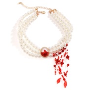 (Pearl )occidental style retro wind Pearl necklace  creative tassel clavicle