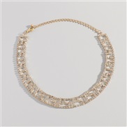( Gold) hollow fully-jewelled necklace  occidental style fashion row diamond short style woman