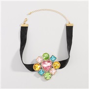 (Ligh color ) color flowers  occidental style palace wind exaggerating fully-jewelled medium velvet necklace