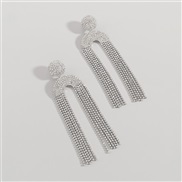 ( White K)E fully-jewelled tassel earrings  occidental style exaggerating geometryU Autumn and Winter personality earri