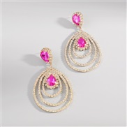 ( Gold)E occidental style Rhinestone hollow multilayer drop earrings  retro exaggerating personality ethnic style earri