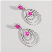 ( White K)E occidental style Rhinestone hollow multilayer drop earrings  retro exaggerating personality ethnic style ea