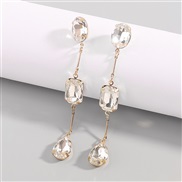 ( white)E occidental style color diamond long style tassel Earring  samll retro brief temperament earring