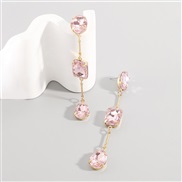 ( Pink)E occidental style color diamond long style tassel Earring  samll retro brief temperament earring