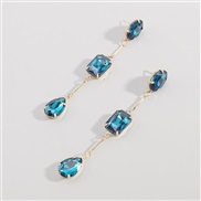 ( Navy blue)E occidental style color diamond long style tassel Earring  samll retro brief temperament earring