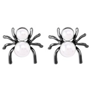 ( Gun black)E occidental style exaggerating samll spider earrings  retrovintage Pearl textured personality ear stud