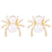 ( Gold)E occidental style exaggerating samll spider earrings  retrovintage Pearl textured personality ear stud