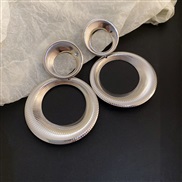 (  Silver)high Metal big samll circle geometry earrings occidental style fashion exaggerating samll temperament retro E