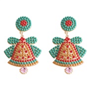 ( Pink)fashion occidental style christmas elements autumn summer earrings exaggerating earring woman With diamond