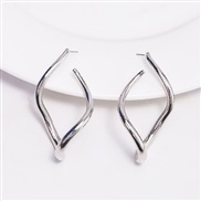 ( Silver)fashion brief asymmetry geometry   Ladies temperament earrings ear stud Autumn and Winter new