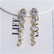 ( Gold) occidental style personality long style temperament earrings diamond crystal earring pure color woman Autumn and