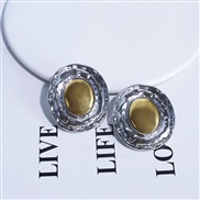 (silvery  gray)Autumn and Winter earrings high samll retro buckle occidental style Ladies wind