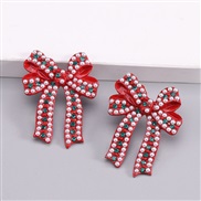 ( red)fresh sweet day  wind earrings christmas  autumn Winter day new bow earring