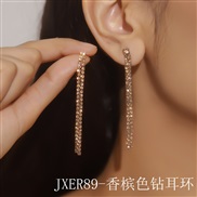 (JXER89  champagne) temperament long style color Rhinestone earrings woman fashion diamond creative long style flash di