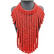 ( red) black long necklace multilayer tassel exaggeratingWood necklace